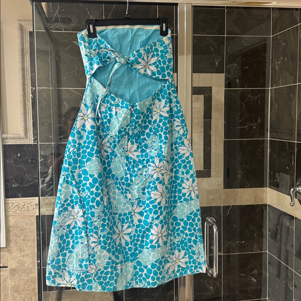 Lilly Pulitzer Turquoise and Aqua Polka Floral Dress - Picture 2 of 3
